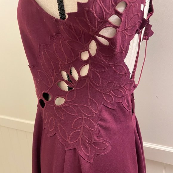 Free People Magenta Dress with Floral Applique - Picture 4 of 11